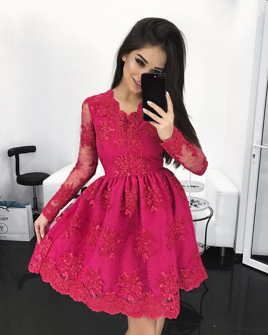 A line Homecoming Dresses,Homecoming Dress,Lace Homecoming Dresses    cg12896