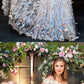 Light Blue Tulle Off The Shoulder prom Evening Gowns  cg1341