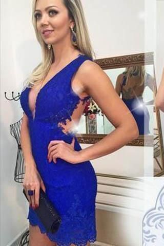 Homecoming Dress Lace Royal Blue Homecoming Dress   cg14045