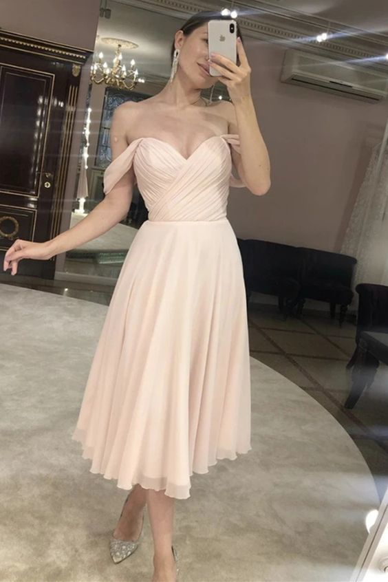 Off Shoulder Pink Formal Graduation Homecoming Dresses   cg14066