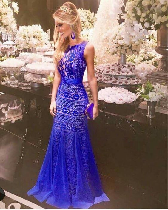 royal blue Long Prom Dress cg1409