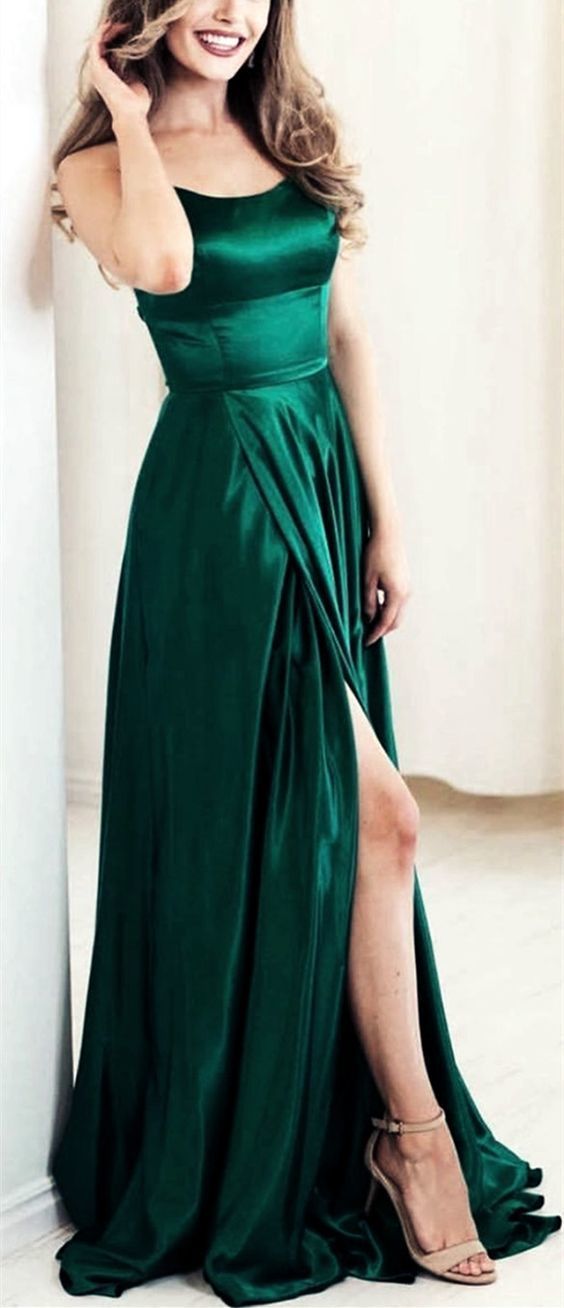 Sexy Prom Long Dresses Leg Split Evening Gown With Open Back   cg14421