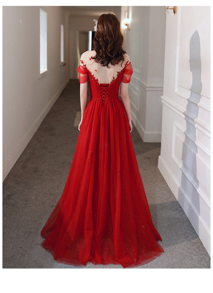 Charming V-Neck Appliques A-Line Prom Dresses, Evening Dress Prom Gowns   cg14688