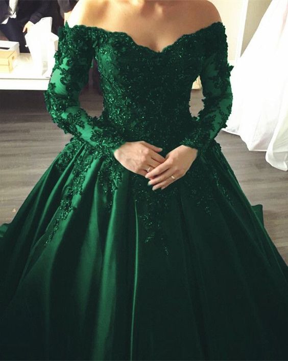 emerald green prom dresses off the shoulder ball gown   cg14983