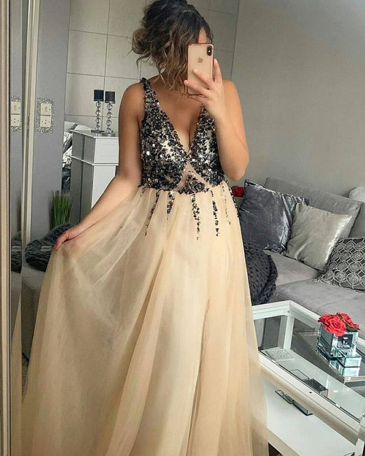 Sexy Prom Dress,Beading Prom Dress,V-Neck Prom Dress,A-Line Prom Dress,Long Prom Dress   cg15139