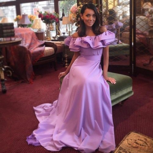 Unique Lavender Long Prom Dress Off Shoulder Formal Evening Dresses   cg15206