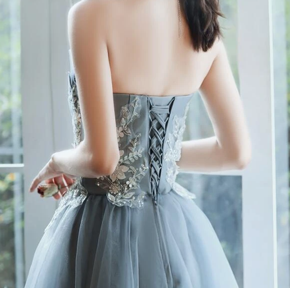 Charming Short Tulle With Lace Applique Homecoming Dresses      cg15744