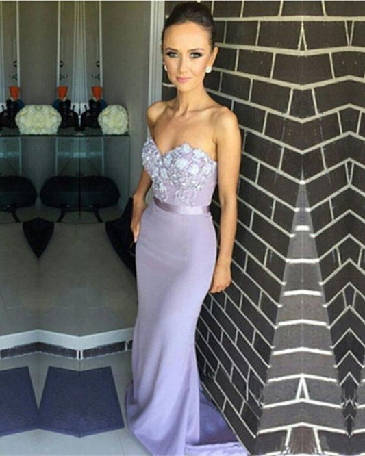 prom dress Stunning Lace Flowers Sweetheart Mermaid Long Bridesmaid Dresses   cg15904