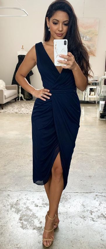 V Neck Short Navy Blue Homecoming Dresses, Tight Short Wrap Homecoming Dresses    cg16089