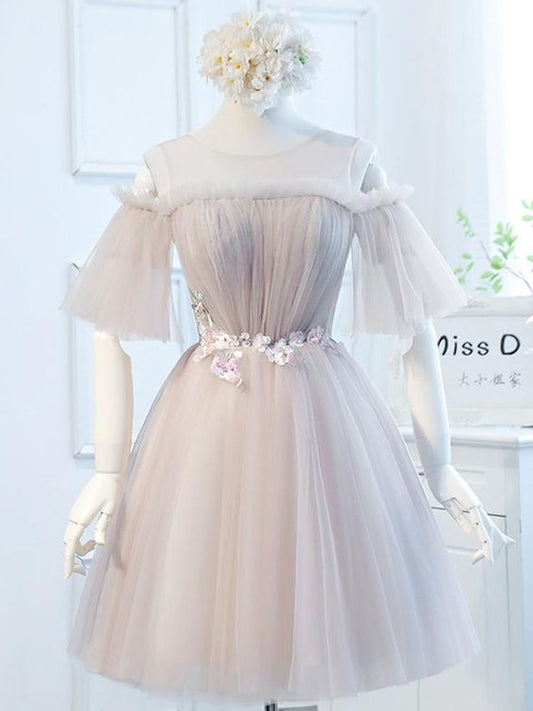 Charming Tulle Scoop Neckline Elegant Homecoming Dresses For Teens    cg16106