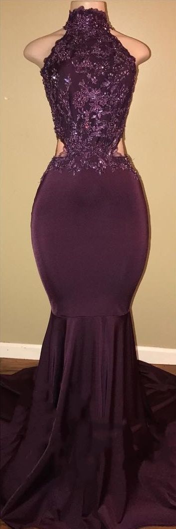 Sexy Halter Mermaid Prom Dress_High-Neck Backless Sleeveless Evening Dresses   cg16219