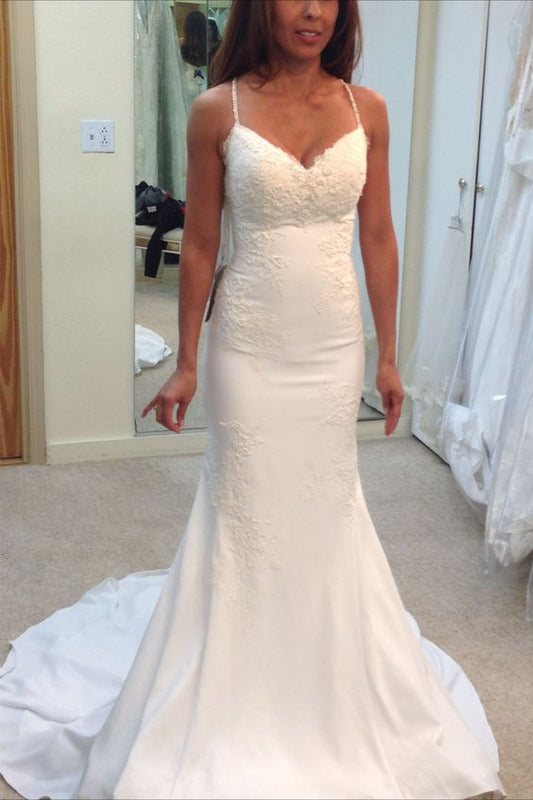 Elegant Mermaid V Neck Wedding Dress Prom Dresses    cg17037