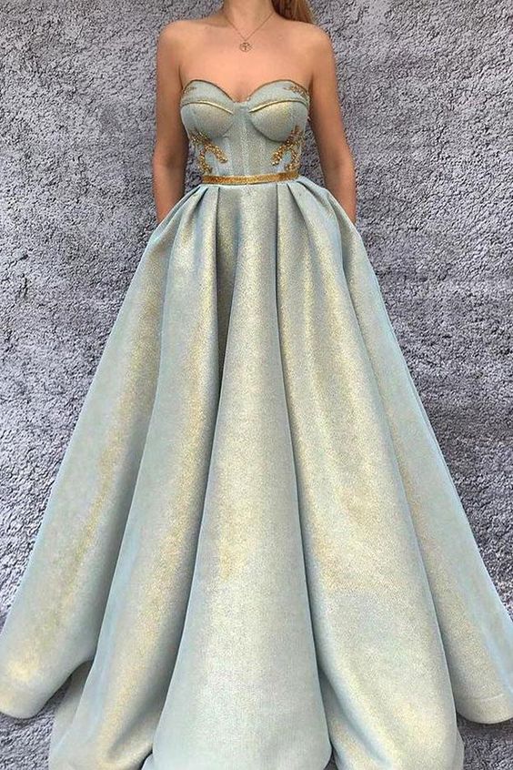 Long Prom Dresses Chic A-line Sweetheart Modest Long Prom Dress Evening Dresses With Pockets  cg1708