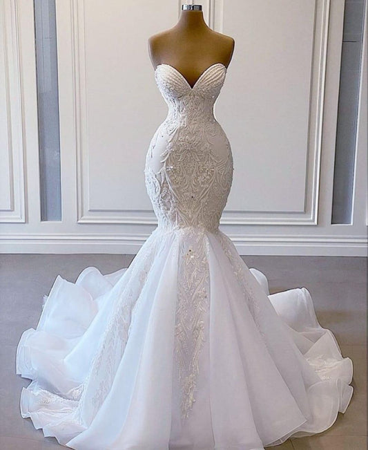 Mermaid Long Prom Dress With lace wedding dress      cg17088