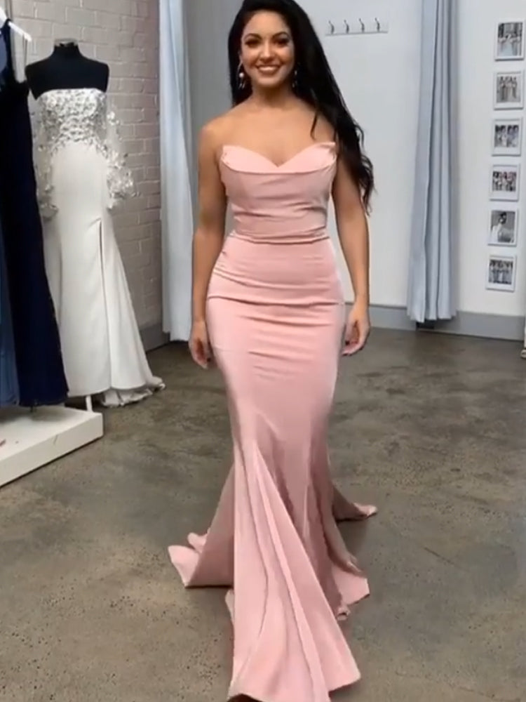 Sexy Mermaid Strapless Sweetheart Blush Evening party Dresses,Formal Prom Dresses   cg18734