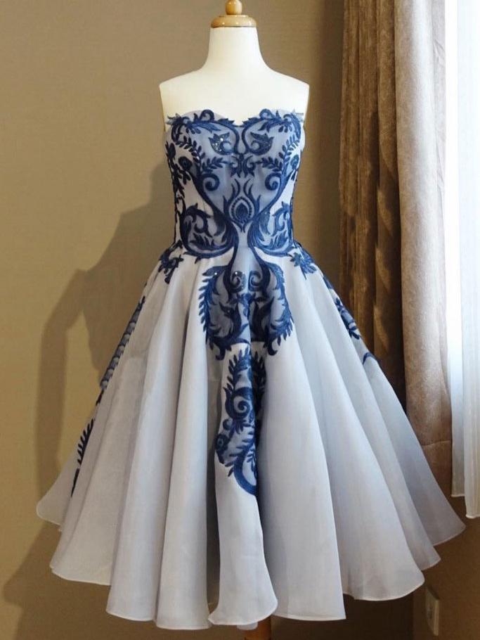 A-line Sweetheart Royal Blue Short Dresses Vintage Homecoming Dress  cg1882