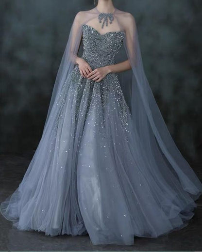 long prom dress Elegant Tulle Ball Gown Dresses With Lace Embroidery Design   cg18871