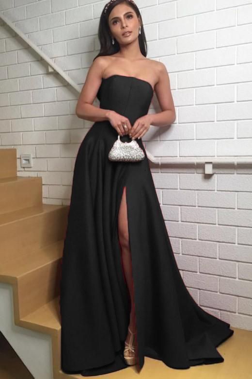 Women Elegant Strapless Evening Long Dresses 2019 with Slit cg1932