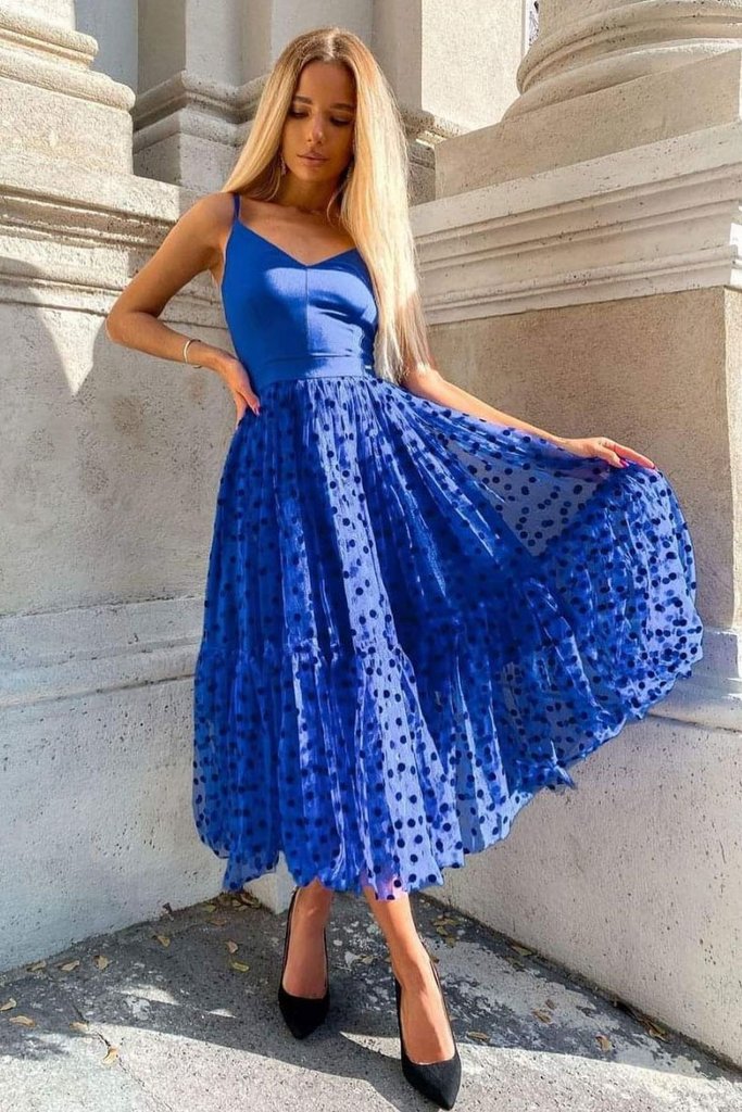 ROYAL BLUE V NECK TULLE SHORT PROM DRESS BLUE COCKTAIL DRESS    cg19930