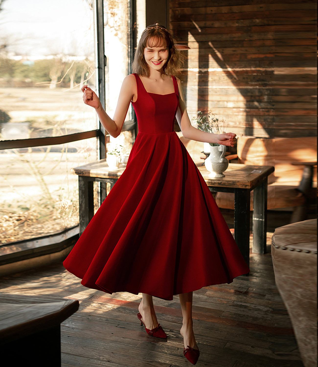 BURGUNDY VELVET SHORT PROM DRESS SIMPLE DRESS    cg20225