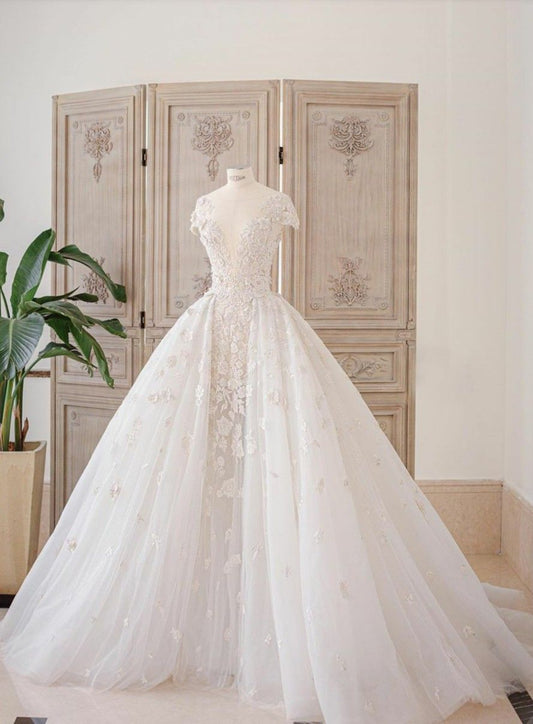 Unique Wedding Gown Lace Wedding Dress Princess Gown prom dress   cg20288