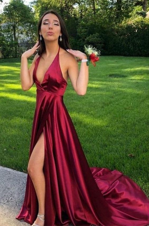 Sexy Prom Dress Slit Skirt Evening Gown Graduation Party Prom Dress     cg20313