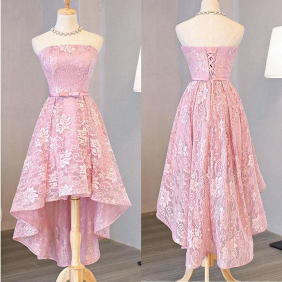 Nice Pink, High Low, Lace Dress Pink, High Low Dress, Lace Dress ,homecoming dress cg206