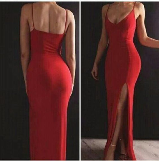 Deep neck Sexy Long Prom Dress With Slit, Popular Mermaid Evening Dress     cg20898