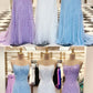 Sheath Spaghetti Straps Lace-Up Sweep Train Light Blue Prom Dress with Appliques cg2103