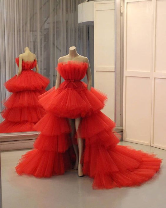 red ball gown long prom dress, evening dress    cg21054