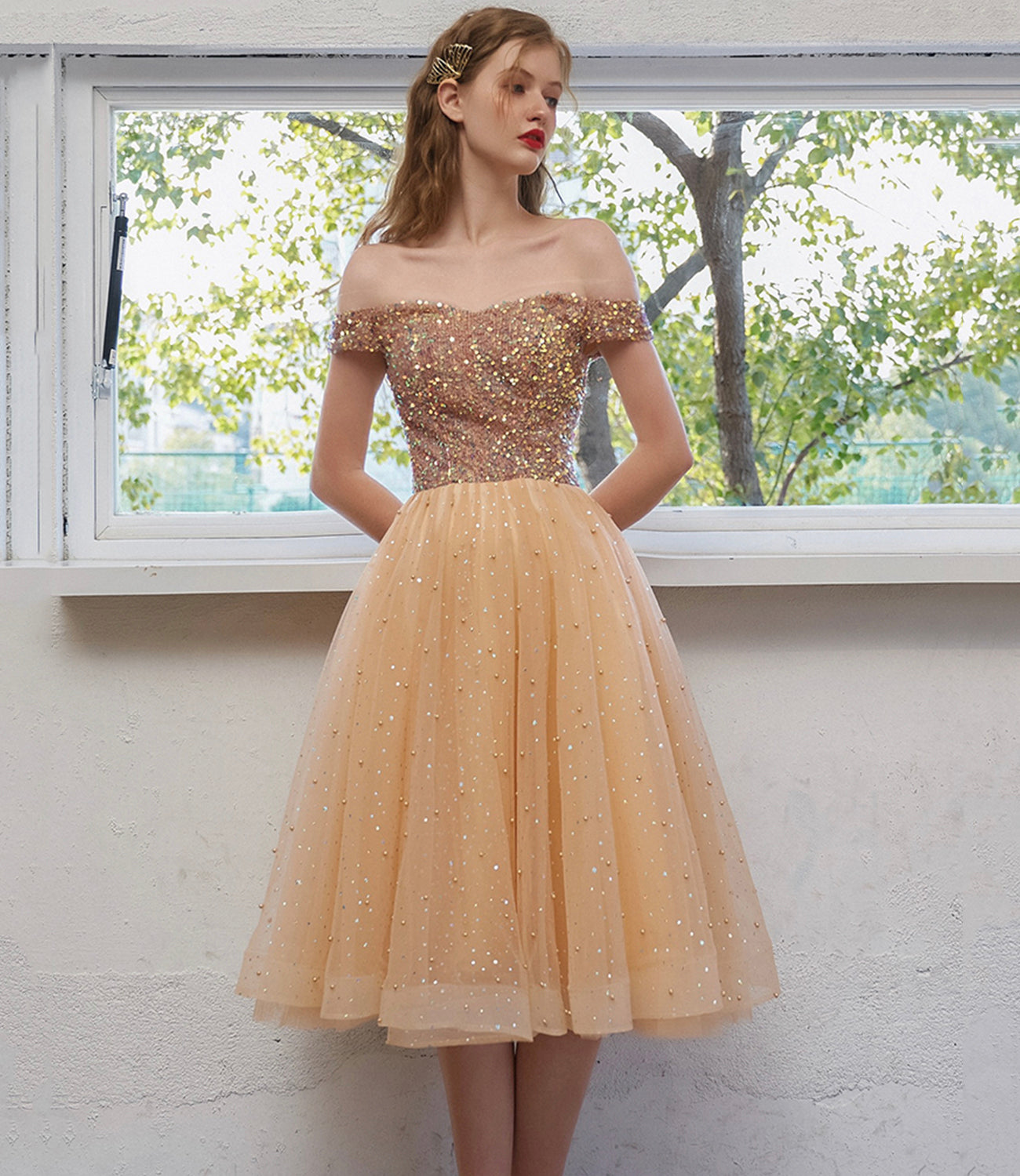 CUTE TULLE BEADS SHORT DRESS HOMECOMING DRESS   cg21205