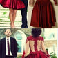Short Homecoming Dress,Burgundy Dress,Full Sleeve Gown,Wedding Party Dress  cg213