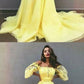 Charming Yellow Off Shoulder Chiffon A-Line Applique Prom Dresses cg2224
