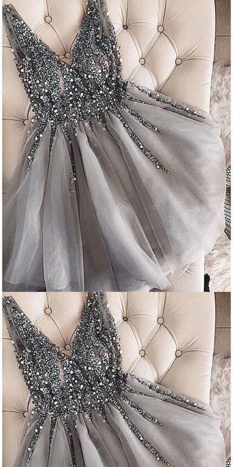 grey short Formal Homecoming Dresses    cg22244