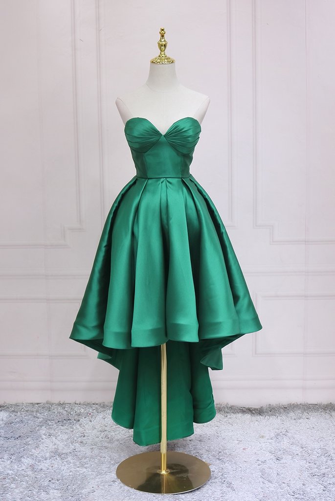 Green Satin Fashionable High Low Party Dress Homecoming Dress    cg22426