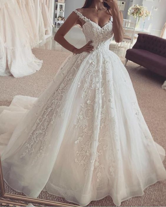 Elegant Wedding Dress Ball Gown Lace Sweetheart Off The Shoulder prom dress    cg22503