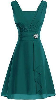 V Neck Knee-Length Chiffon Mother Of The Bride Dresses , Charming Prom Dress     cg22795