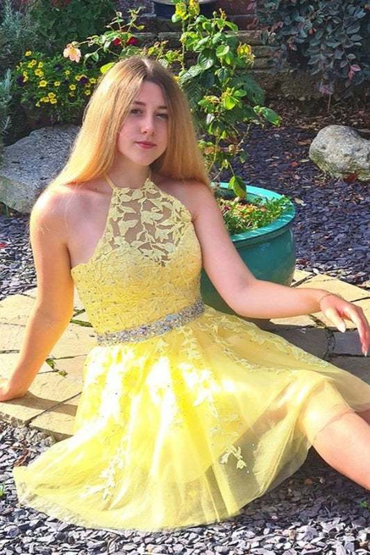 Princess Yellow Dress Homecoming Dress   cg23125