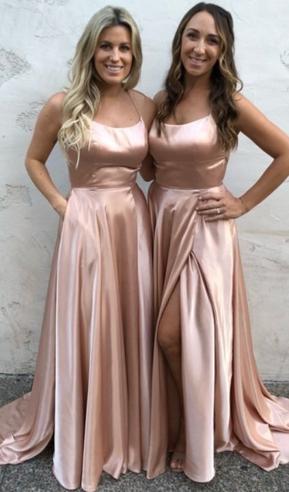 champagne long prom dresses, 2019 prom dresses, simple prom dresses with slit, party dresses dancing dresses cg2378