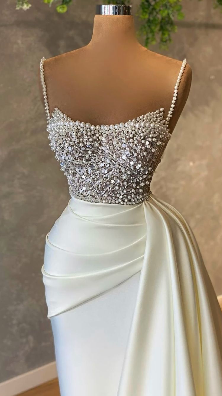 Ivory prom dress with pearl Prom Dresses Formal Evening Dresses    cg24399