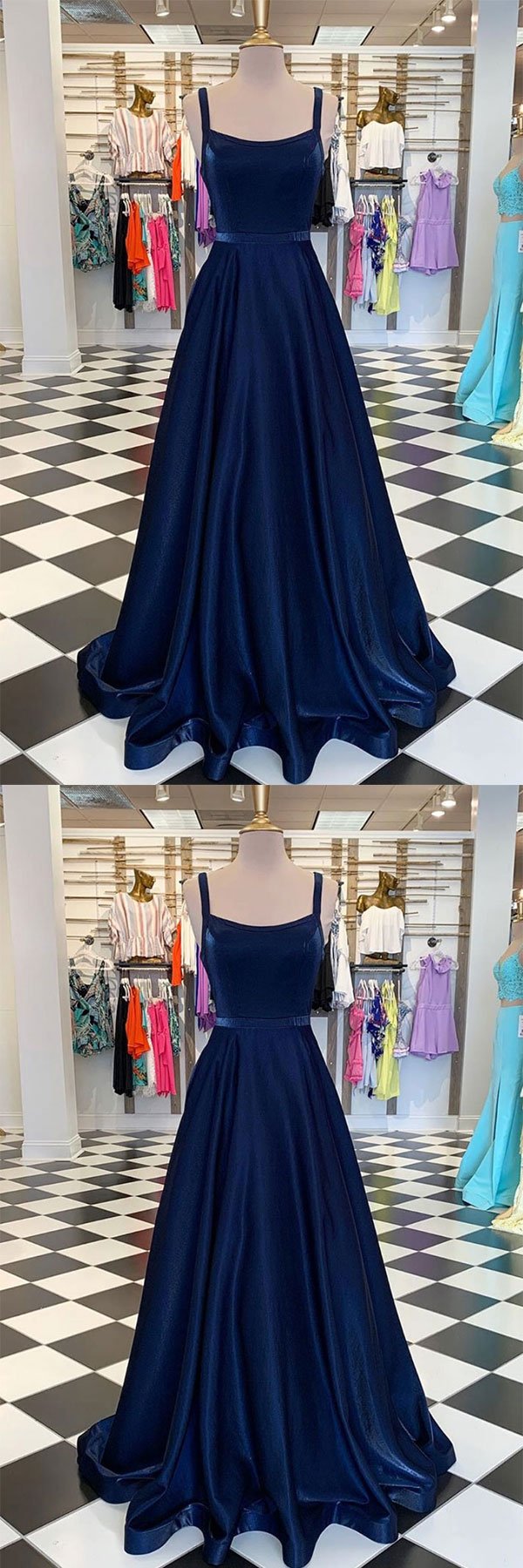 DARK BLUE LONG PROM DRESS, SIMPLE BLUE EVENING DRESS cg2490