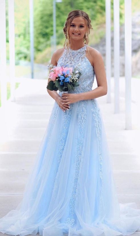 Eleagnt Light Sky Blue Long Prom Dresses Formal Dresses cg2533