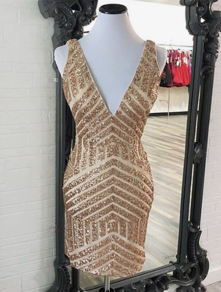 rose gold sequin homecoming bodycon dresses cg2727