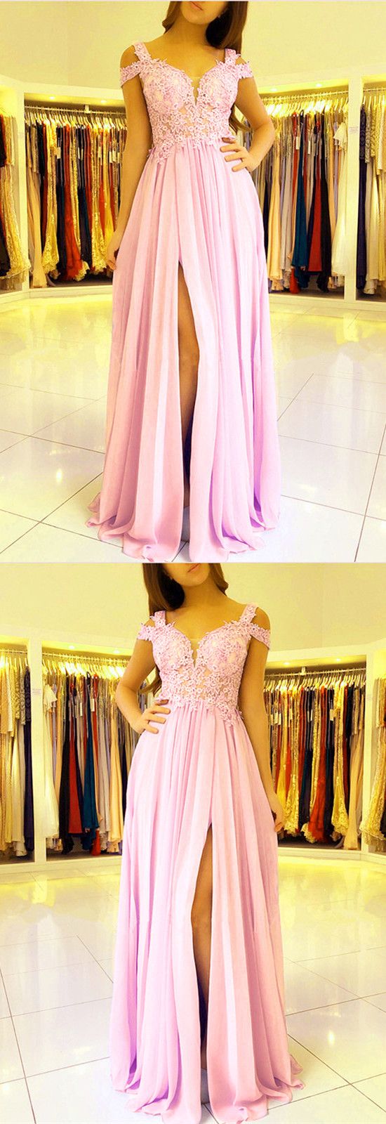Elegant Chiffon Off The Shoulder prom Dresses Lace Appliques Formal Gowns cg2775