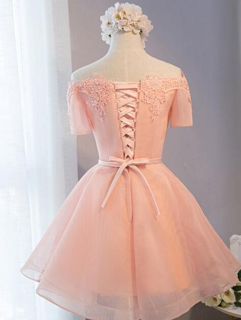 Pink Off Shoulder Short Homecoming Dress, Lovely Party Dress For Sale cg2938