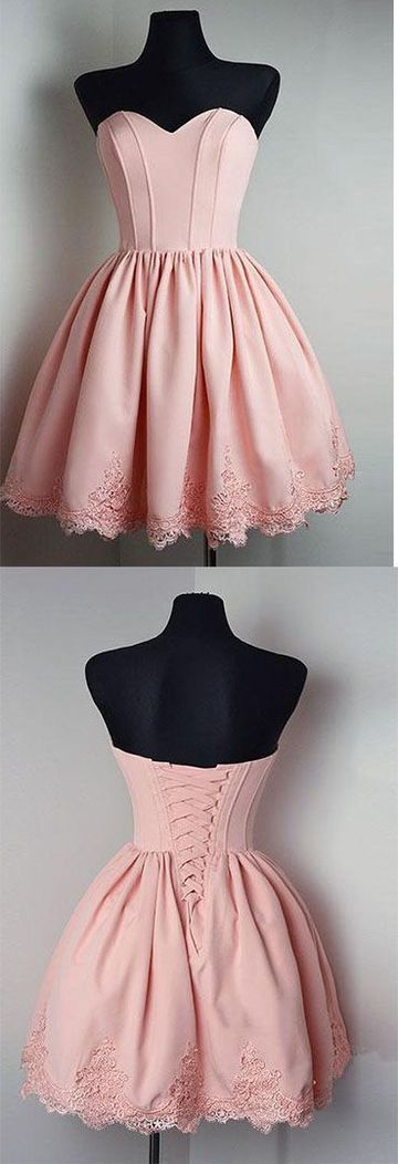 Strapless Sweetheart Short Pink Homecoming Dress cg3045