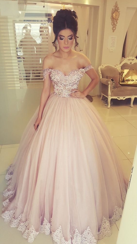 pink ball gown prom dress , cheap prom gown  cg3116