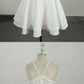 White v neck satin lace short homecoming dress, white homecoming dress cg332