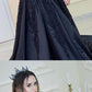 Elegant Black Satin Beaded V Neck Split Evening Dresses cg3485