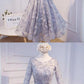 Fancy Long Sleeves Modest Long Sleeve Gray Homecoming Dresses cg3538